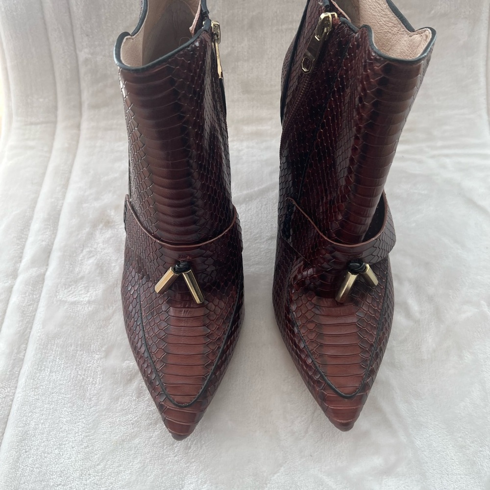Louise et Cie Dark Brown Snakeskin Ankle Boots